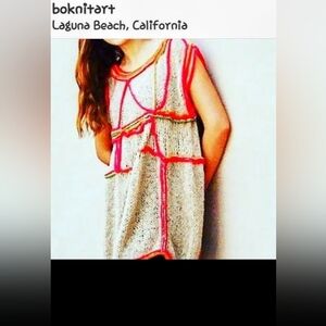 NWT HandKnit Reversible Assymetrical Tunic With Abstract Surface Crochet Accents